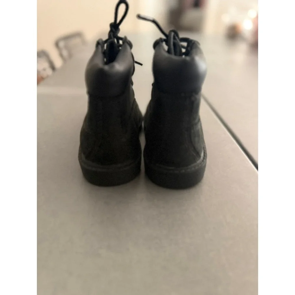 Timberland Kids Black Leather Lace-Up Boots Size 8.5